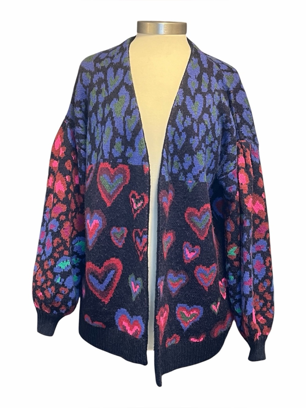 Farm Rio Heart Leopard Open Cardigan